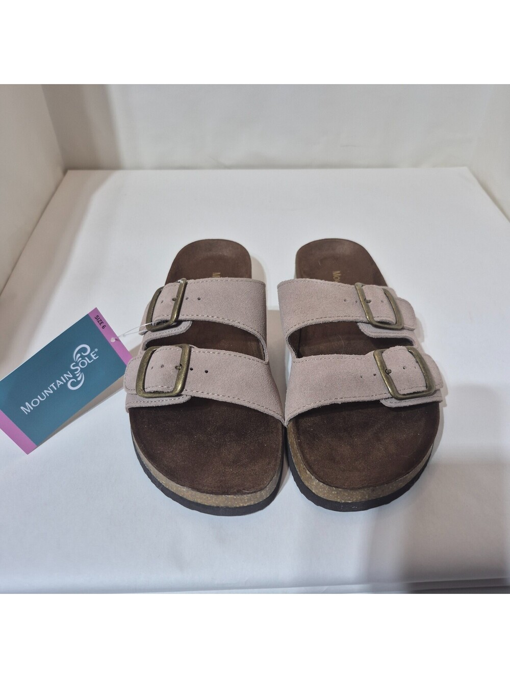 Mountain Sole Buckle Leather Sandle Taupe 6M